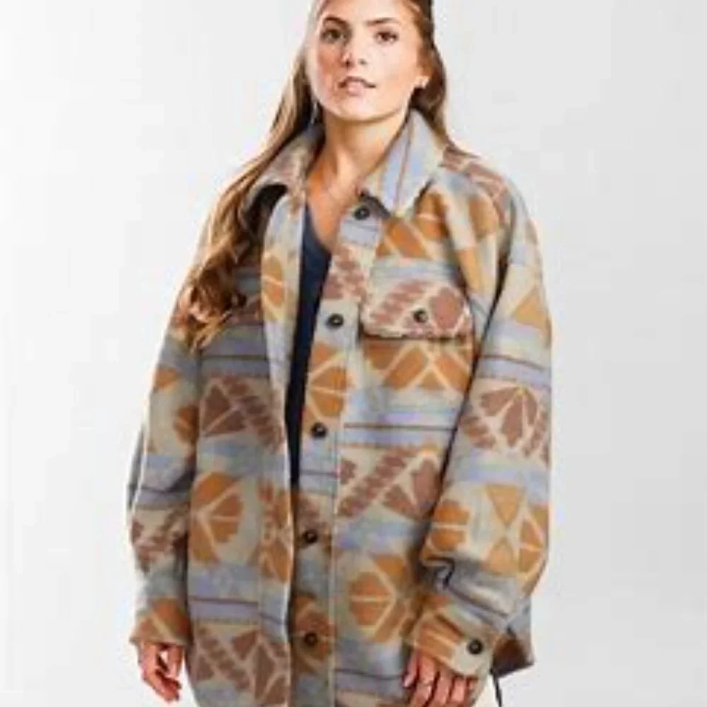 Free People Jacquard Sedona Combo Print Ruby Shacket in SZ L - Picture 13 of 16